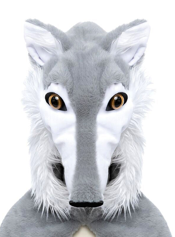 Kids Furry Grey Wolf Animal Costume Cape - Main Image