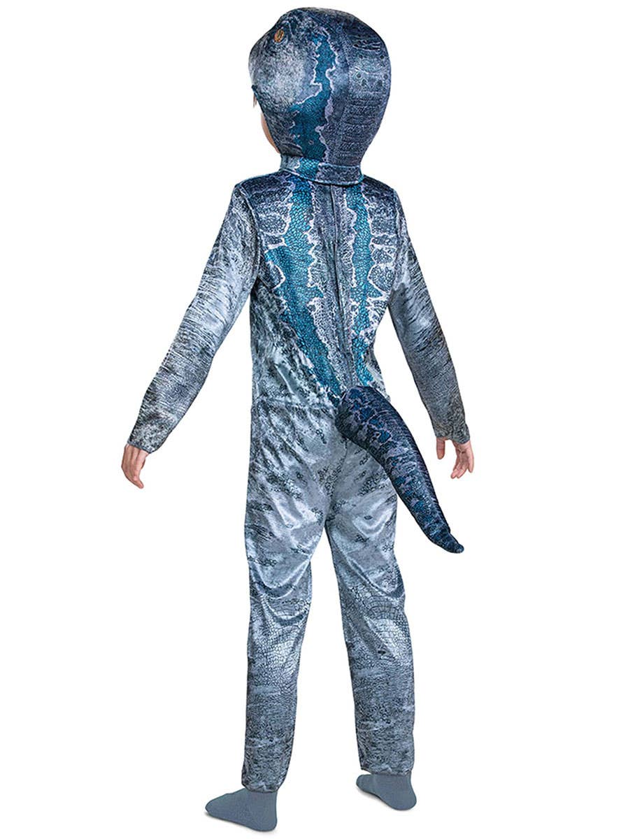 Image of Jurassic World Kid's Blue Raptor Dinosaur Costume - Back View