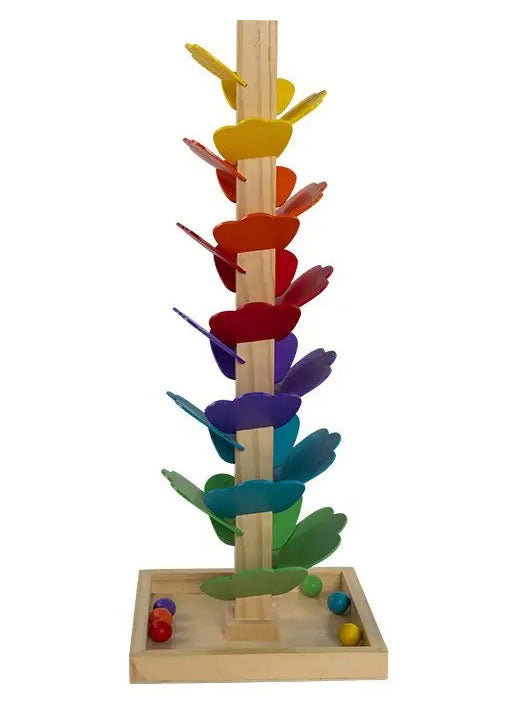 Kids Rainbow 75cm Wooden Marble Run Tree - Alternative Image