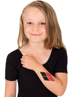 Image of Harley Quinn Girls Red and Black Stick On Glitter Tattoo