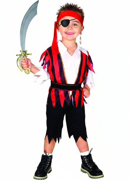 Kids Red And Black Pirate Dress Up Costume