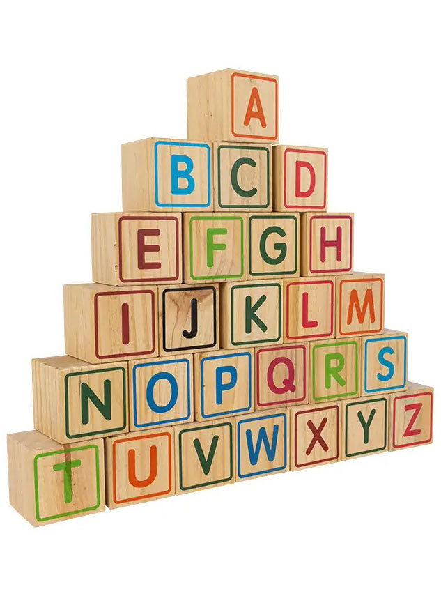 Kids Wooden 9cm Alphabet Blocks With Animal Images And Storage Bag - Alternative Image 1