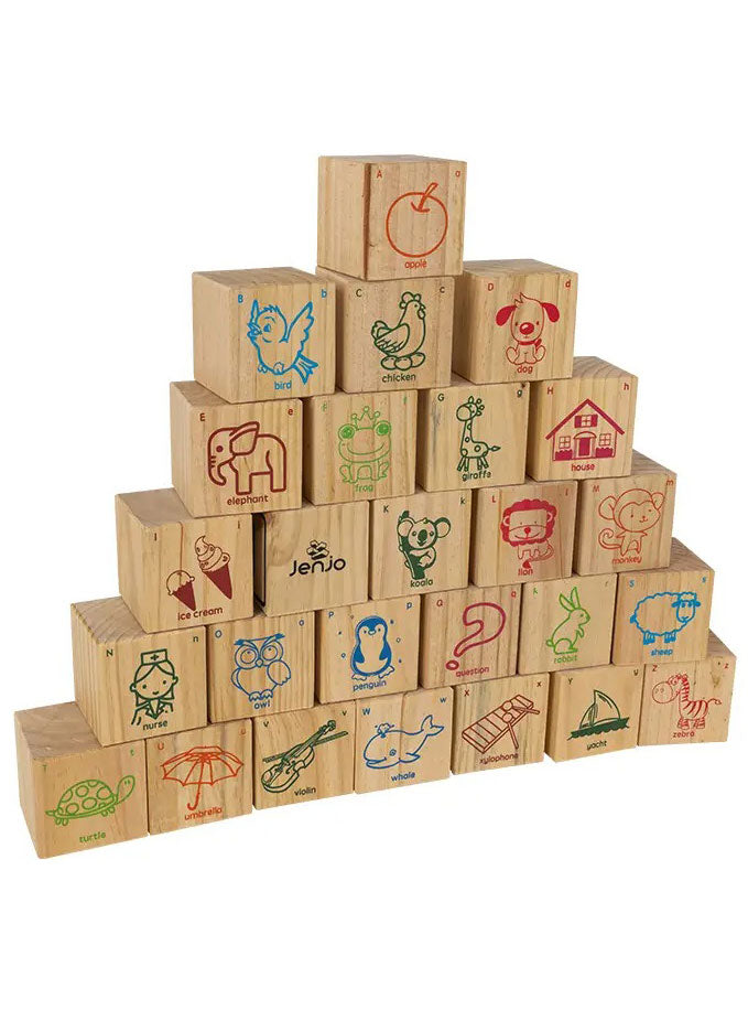 Kids Wooden 9cm Alphabet Blocks With Animal Images And Storage Bag - Alternative Image 5