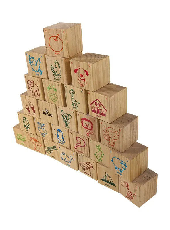 Kids Wooden 9cm Alphabet Blocks With Animal Images And Storage Bag - Alternative Image 6