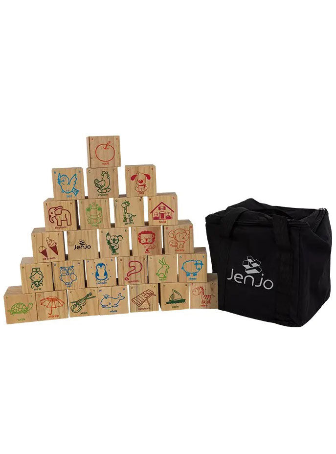 Kids Wooden 9cm Alphabet Blocks With Animal Images And Storage Bag - Alternative Image 9
