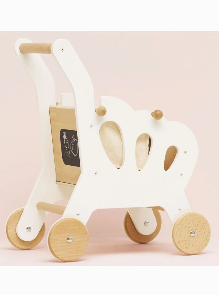 Wooden Shopping Trolley with Bag