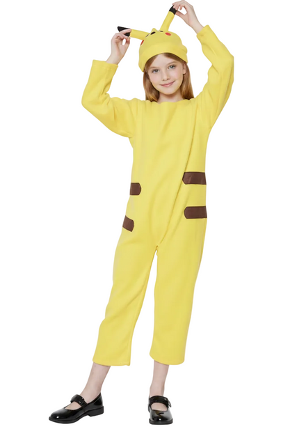 Electric Mouse Kid's Yellow Pikachu Inspired Costume - Main Image