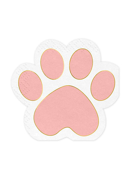 Kitty Party 12 Pack 31cm Pink Paw Print Napkins - Main Image