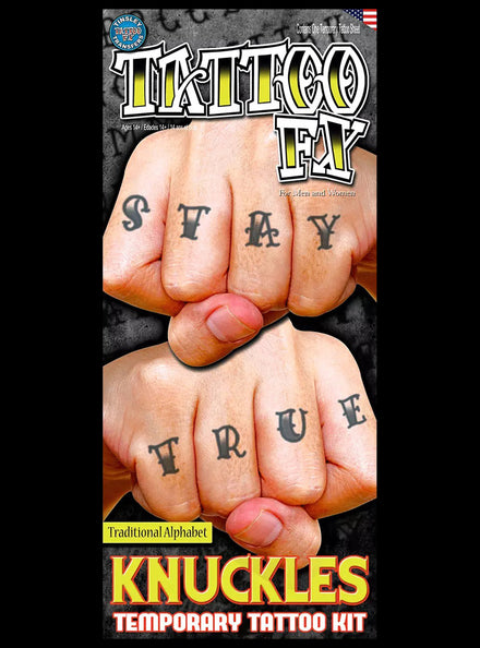 Knuckle Phrases Realistic Temporary Tattoos - Main Image