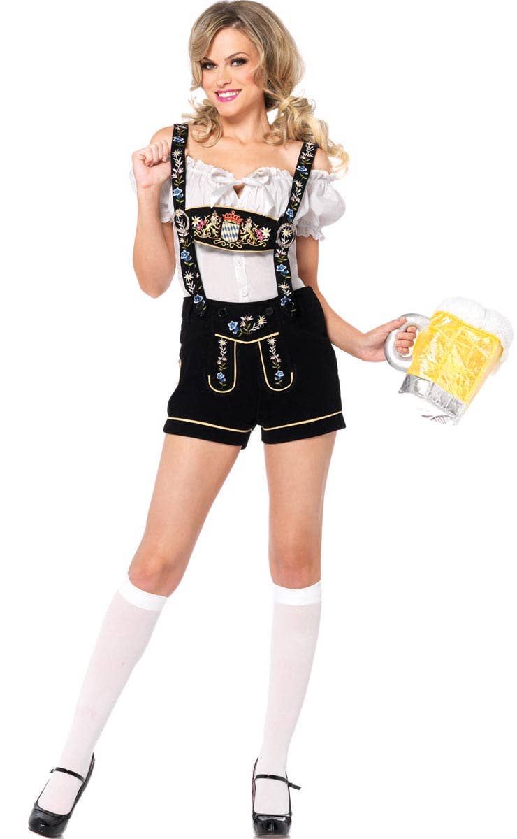 Deluxe German Lederhosen Sexy Women's Costume Front View