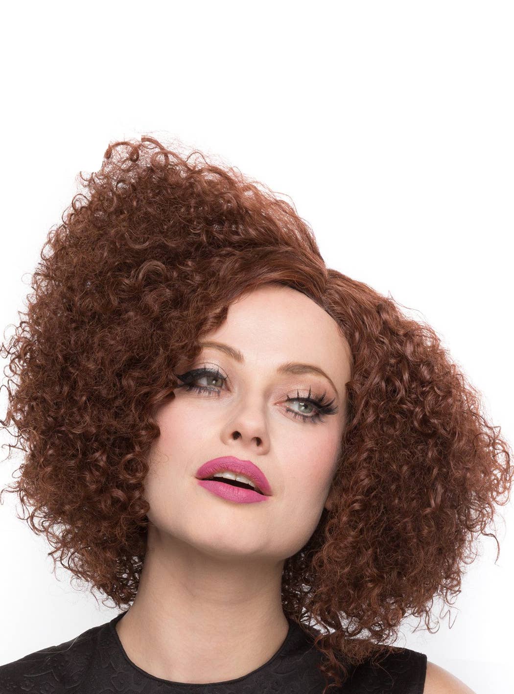Disco Diva Women's Deluxe Lace Front Brown Curly Fashion Wig - Alternate Image