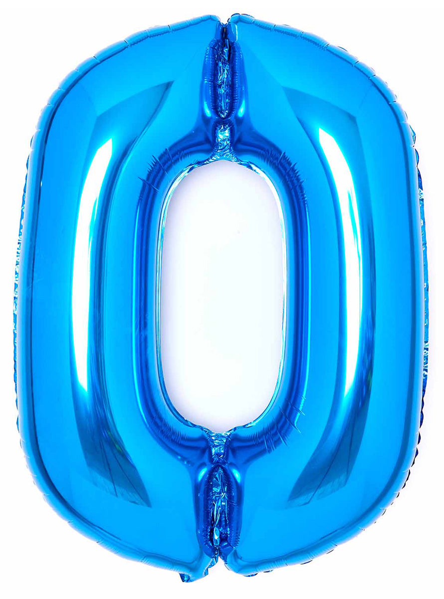 Large 90cm Blue Number 0 Foil Balloon - Main Image