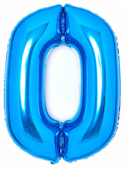 Large 90cm Blue Number 0 Foil Balloon - Main Image