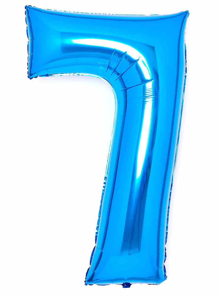 Large 90cm Blue Number 7 Foil Balloon - Main Image
