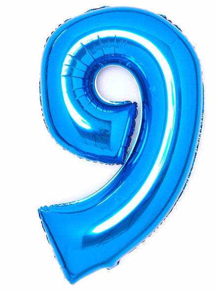 Large 90cm Blue Number 9 Foil Balloon - Main Image