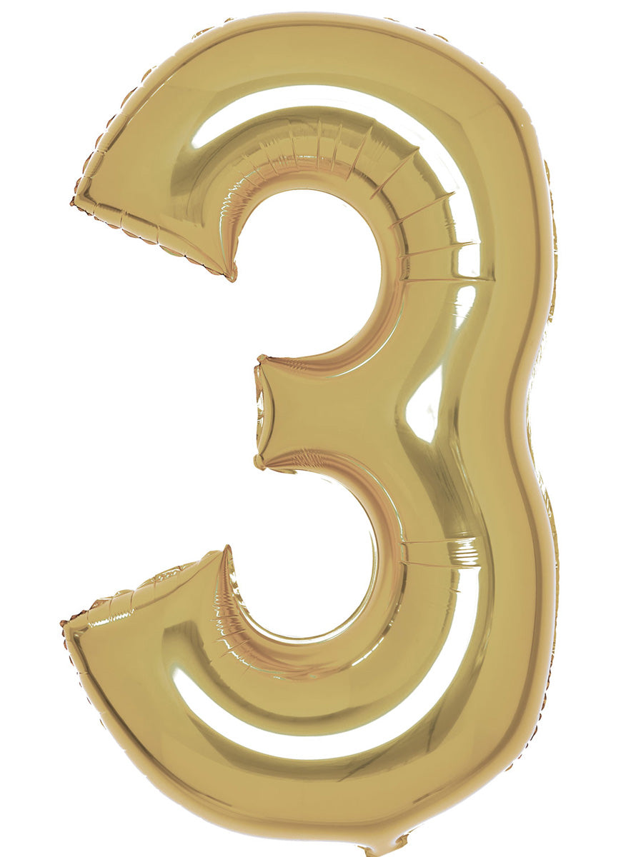 Large 90cm Gold Number 3 Foil Balloon - Main Image