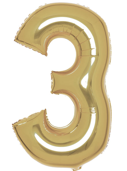 Large 90cm Gold Number 3 Foil Balloon - Main Image
