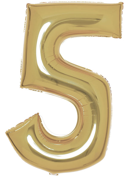Large 90cm Gold Number 5 Foil Balloon - Main Image