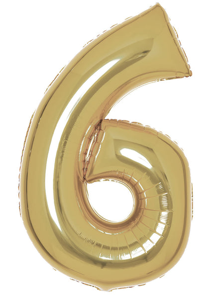 Large 90cm Gold Number 6 Foil Balloon - Main Image