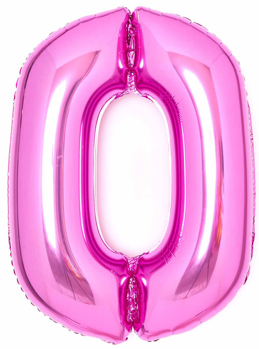 Large 90cm Pink Number 0 Foil Balloon - Main Image