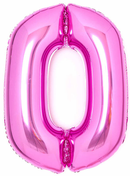 Large 90cm Pink Number 0 Foil Balloon - Main Image