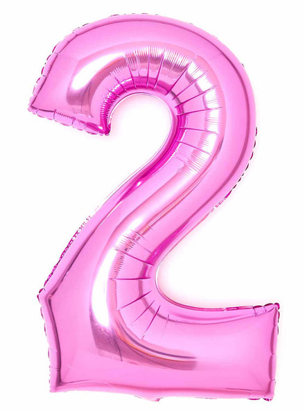 Large 90cm Pink Number 2 Foil Balloon - Main Image