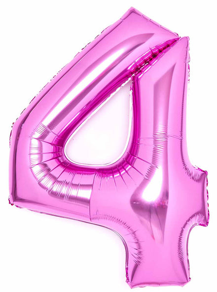Large 90cm Pink Number 4 Foil Balloon - Main Image