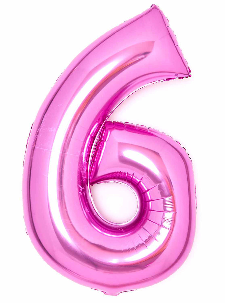 Large 90cm Pink Number 6 Foil Balloon - Main Image