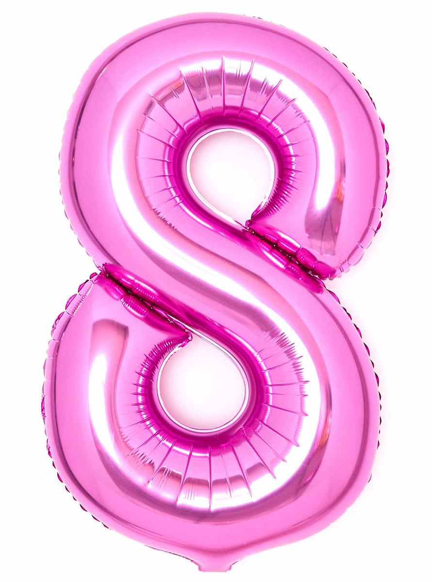 Large 90cm Pink Number 8 Foil Balloon - Main Image