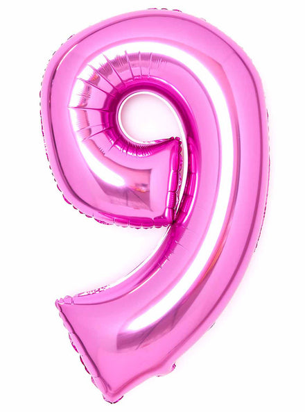 Large 90cm Pink Number 9 Foil Balloon - Main Image