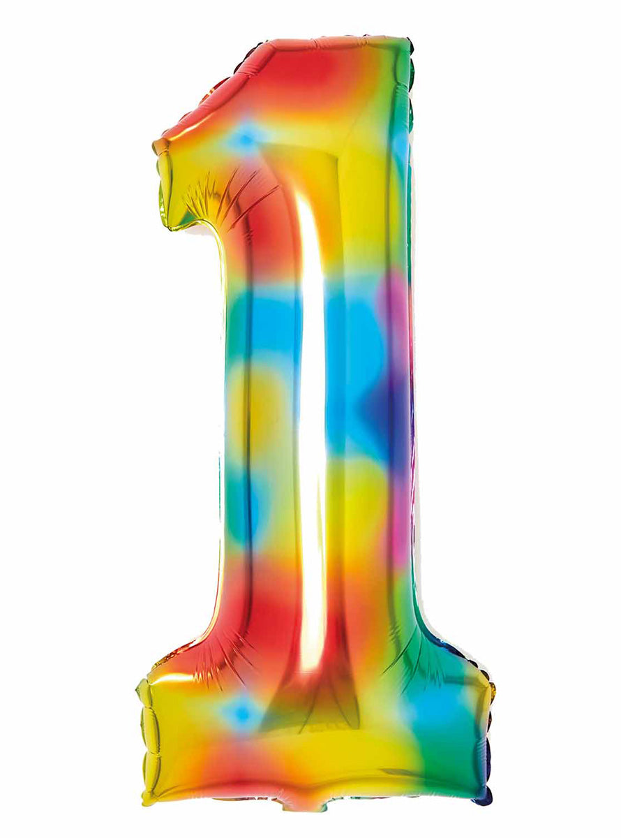 Large 90cm Rainbow Number 1 Foil Balloon - Main Image