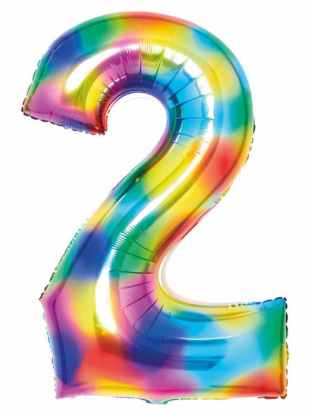 Large 90cm Rainbow Number 2 Foil Balloon - Main Image