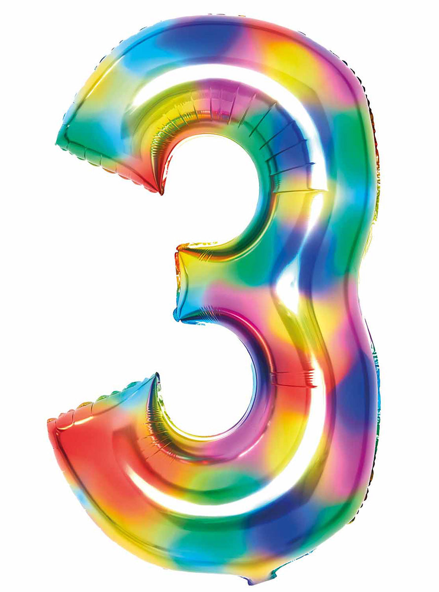 Metallic Rainbow Number Three Balloon 90cm Foil Balloon metallic-rainbow-number-three-balloon-90cm-foil-balloon