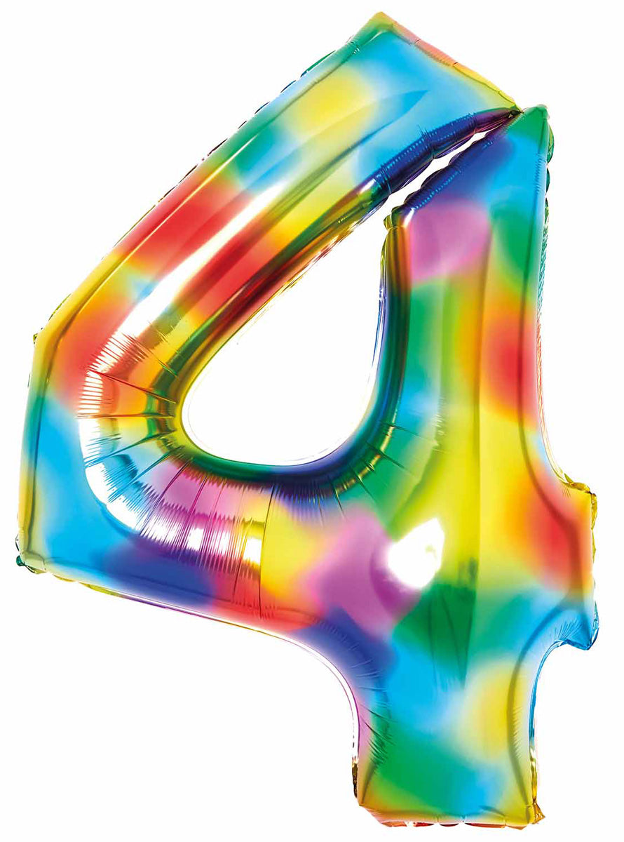 Large 90cm Rainbow Number 4 Foil Balloon - Main Image