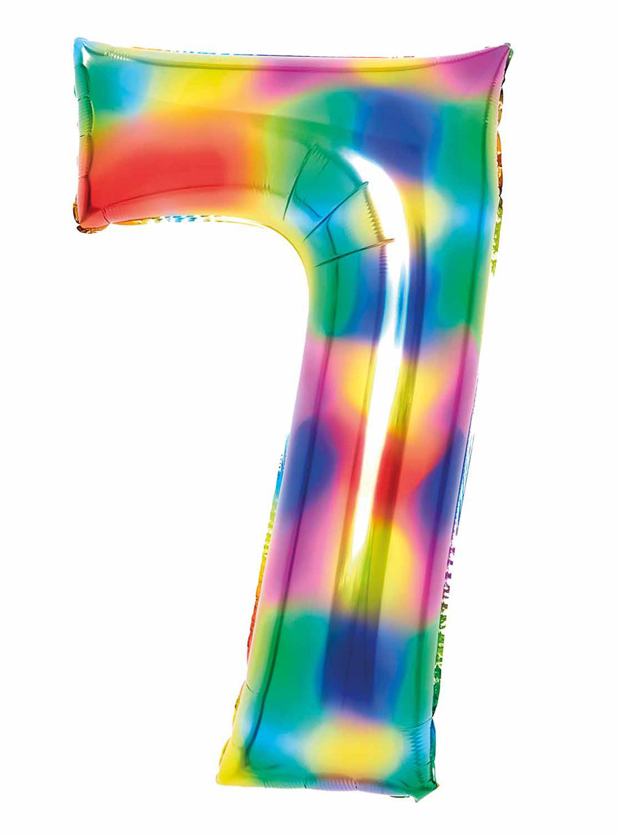 Large 90cm Rainbow Number 7 Foil Balloon - Main Image