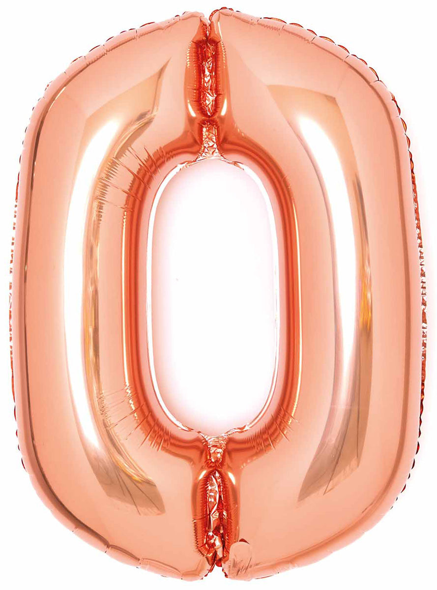 Large 90cm Rose Gold Number 0 Foil Balloon - Main Image