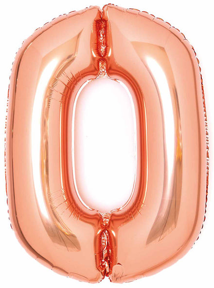 Large 90cm Rose Gold Number 0 Foil Balloon - Main Image