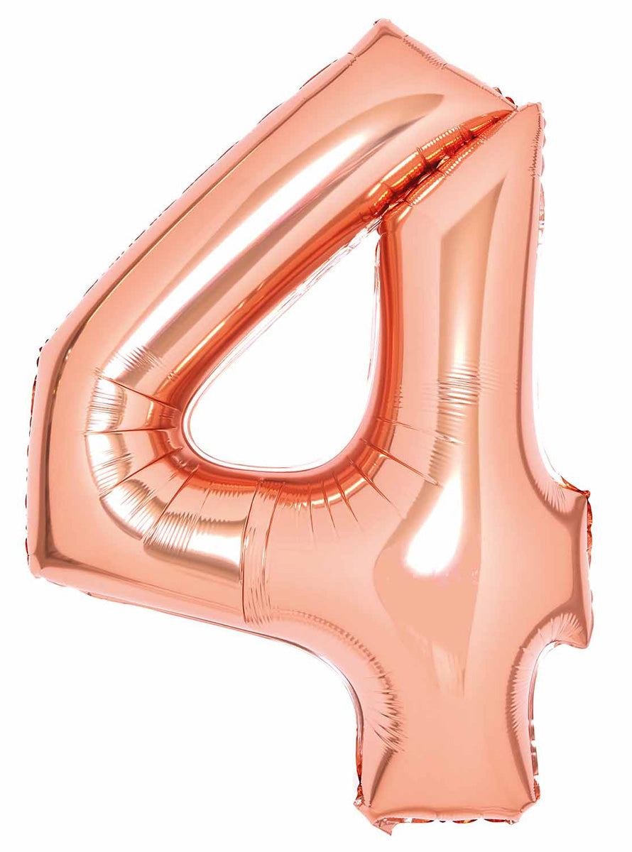 Large 90cm Rose Gold Number 4 Foil Balloon - Main Image