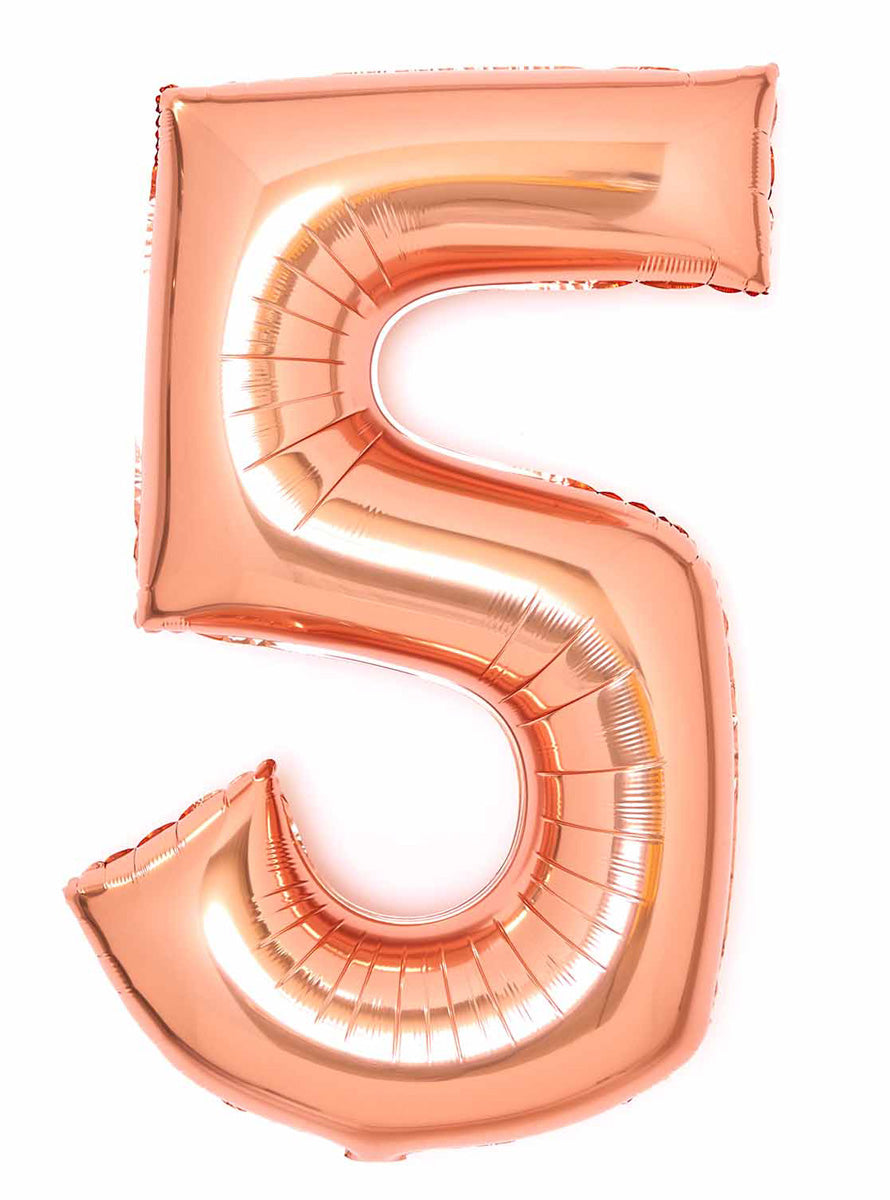 Large 90cm Rose Gold Number 5 Foil Balloon - Main Image