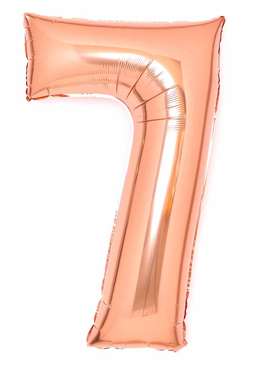 Large 90cm Rose Gold Number 7 Foil Balloon - Main Image