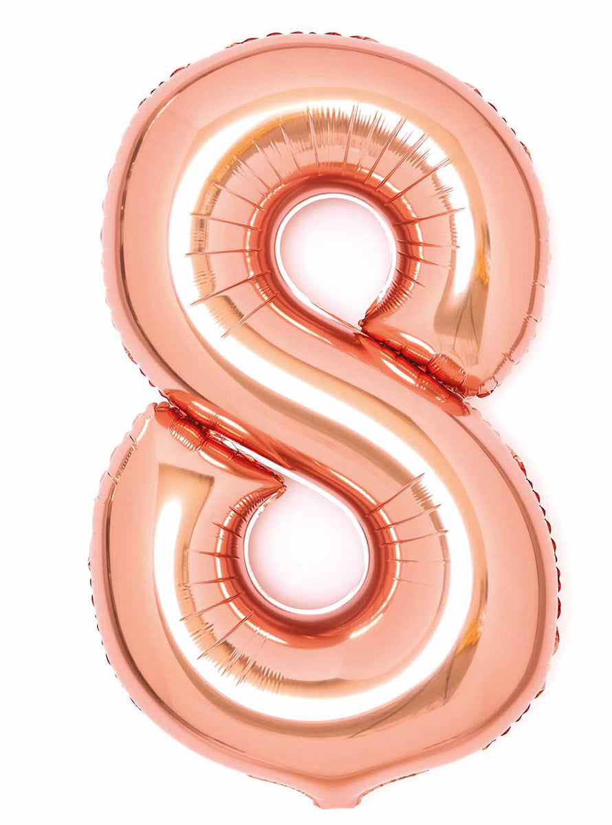 Large 90cm Rose Gold Number 8 Foil Balloon - Main Image