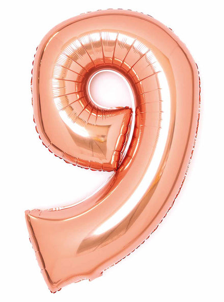 Large 90cm Rose Gold Number 9 Foil Balloon - Main Image