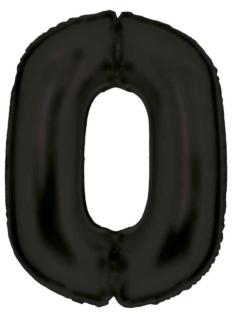 Large 90cm Silk Lustre Pastel Black Number 0 Foil Balloon - Main Image