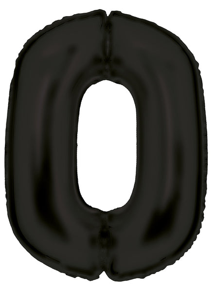 Large 90cm Silk Lustre Pastel Black Number 0 Foil Balloon - Main Image