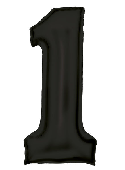 Large 90cm Silk Lustre Pastel Black Number 1 Foil Balloon - Main Image
