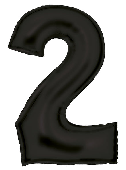 Large 90cm Silk Lustre Pastel Black Number 2 Foil Balloon - Main Image
