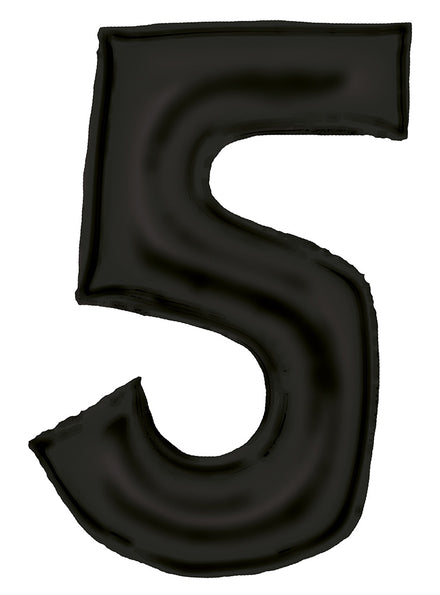 Large 90cm Silk Lustre Pastel Black Number 5 Foil Balloon - Main Image