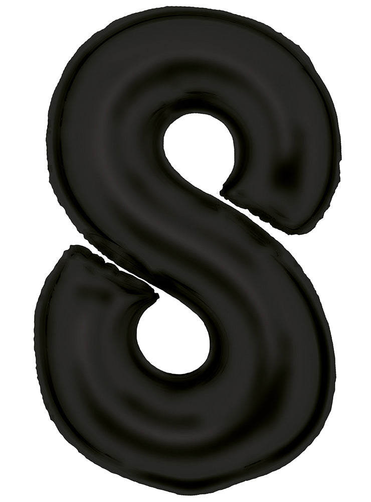 Large 90cm Silk Lustre Pastel Black Number 8 Foil Balloon - Main Image
