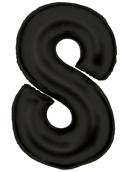 Large 90cm Silk Lustre Pastel Black Number 8 Foil Balloon - Main Image