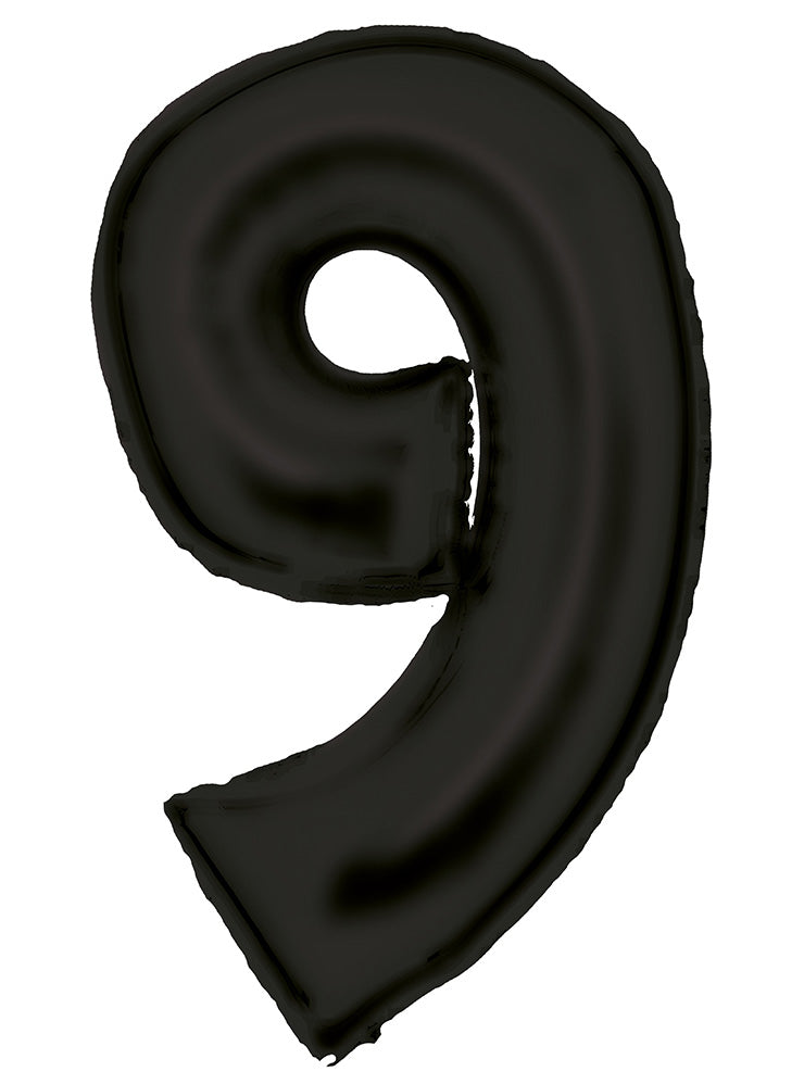 Large 90cm Silk Lustre Pastel Black Number 9 Foil Balloon - Main Image